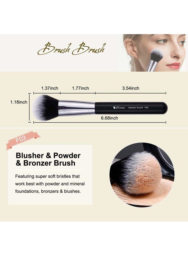 DUcare Makeup Kabuki Brushes 3Pcs Foundation Contour Brush& Concealer Brush Under Eye& Blusher Brush Face Blush Bronzer Travel Buffing Stippling Contour Liquid Blending Makeup brush set Black - Image 4
