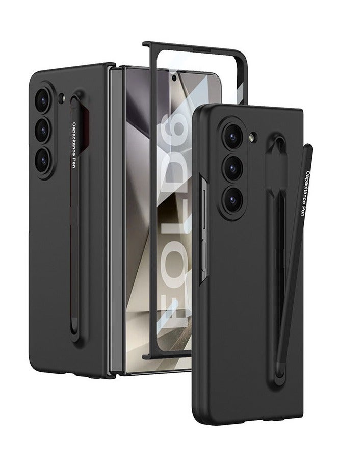 general Case Compatible with Samsung Galaxy Z Fold 6 5g Case, with Red S Pen  Hinge Protection, Magnetic Plating Protective Cover with Screen Protector Case for Samsung Z Fold 6 Phone Case