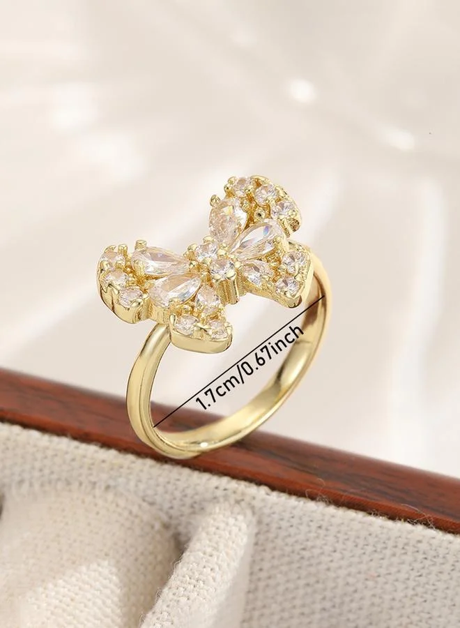 Take Two  Gold Tone Embellished Butterfly Ring for Women | Best Price UAE