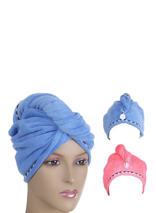 2-Piece Hair Towel Blue/Pink 200grams