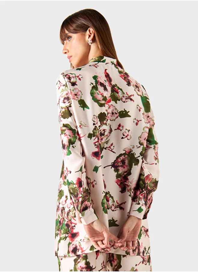 تواكستريمز Floral Print Bow Detail Shirt