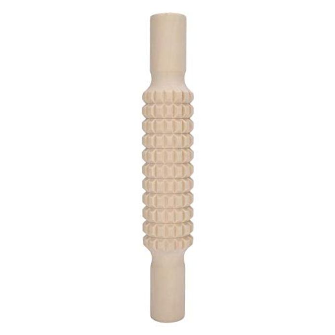 Clay Roller Wooden Solid Clay Rolling Pin Pottery Modeling Tools Dough Roller Baking Pastry Cake Pizza Roller (Lattice Type)