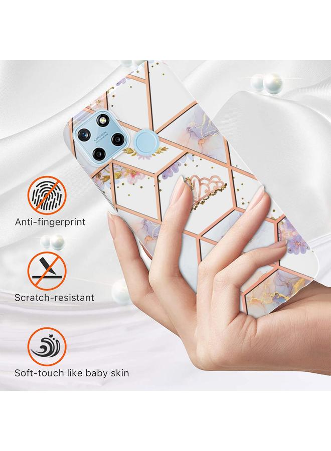 اس-توب جراب لهاتف OPPO Realme C21Y، جراب هاتف TPU بنمط زهور رخامية متداخلة - Image 2