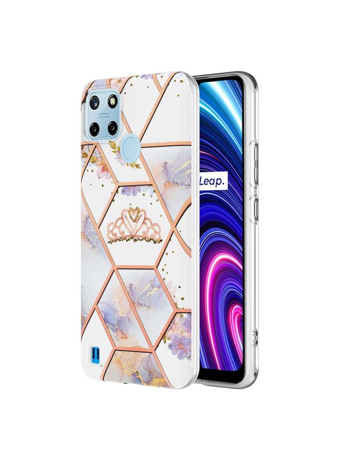 اس-توب جراب لهاتف OPPO Realme C21Y، جراب هاتف TPU بنمط زهور رخامية متداخلة - Image 1
