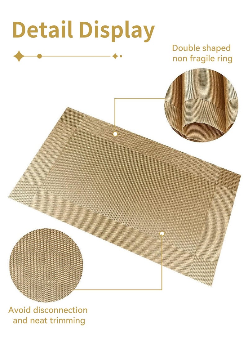LEOKOR 6 Pcs Linen Natural Fabric Handcrafted Machine Weave Placemats Non-Slip Kitchen Table Mats  - Image 3