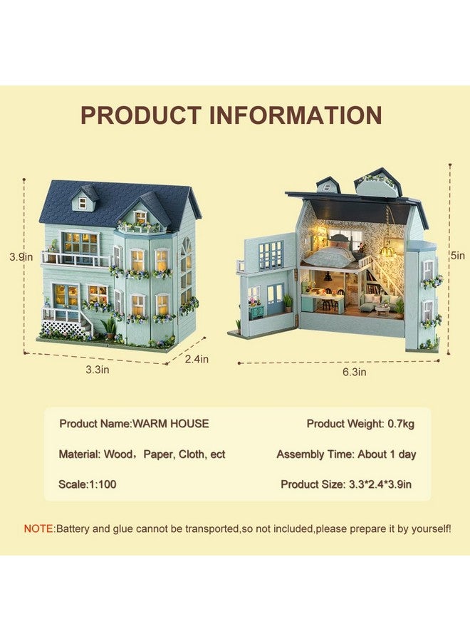 CUTEROOM Diy Miniature House Kit Cuteroom Wooden Dollhouse Kit Mini House Making Kit With Furnitures Diy Dollhouse Kit Birthday Gift For Women And Girls (Warm Manor) - Image 3