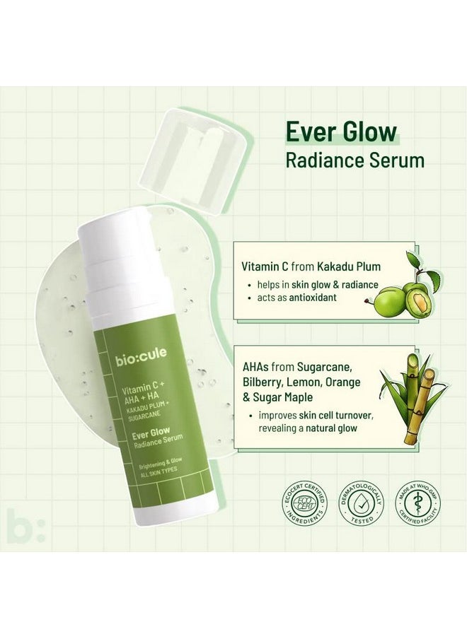 Biocule Ever Glow Radiance Vitamin C Face Serum Vitamin C With Glycolic Acid (Aha) From Kakadu Plum & Sugarcane For Glowing Skin Oil Free Serum For All Skin Types 15Ml  - Image 3
