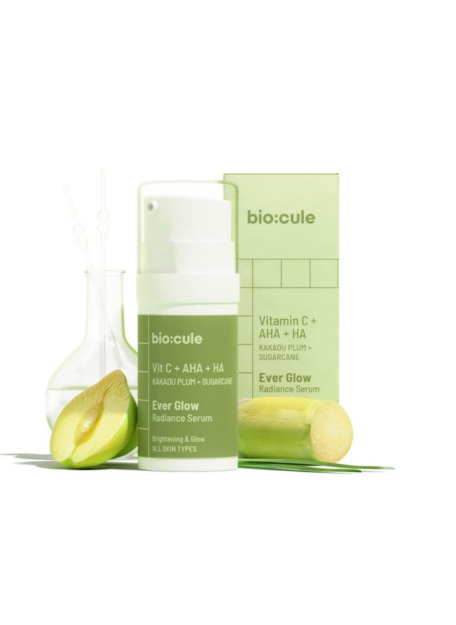 Biocule Ever Glow Radiance Vitamin C Face Serum Vitamin C With Glycolic Acid (Aha) From Kakadu Plum & Sugarcane For Glowing Skin Oil Free Serum For All Skin Types 15Ml  - Image 1