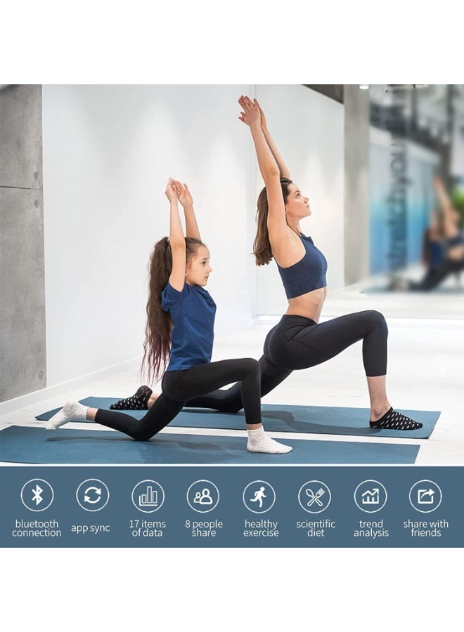 ميزان شخصي رقمي ذكي بتقنية البلوتوث وتطبيق للمزامنة؛ جهاز تحليل تكوين الجسم الشامل (الوزن، الدهون، العضلات)، قابل لإعادة الشحن عبر USB - لون أسود أنيق - Image 4