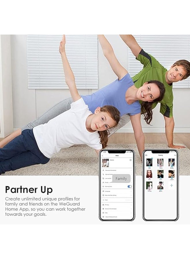 ميزان شخصي رقمي ذكي بتقنية البلوتوث وتطبيق للمزامنة؛ جهاز تحليل تكوين الجسم الشامل (الوزن، الدهون، العضلات)، قابل لإعادة الشحن عبر USB - لون أسود أنيق - Image 5