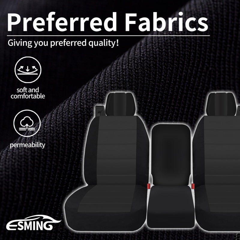 ESMING 40/20/40 Durable Oxford Fabric Front Split Bench Seat Covers for Ford F150 XL Standard Cab 2004 2005 2006 2007 2008 with Integrated Seatbelts & Solid Armrest- Black - Image 3