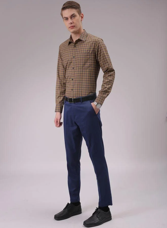 شركة المرآب الهندية Men Slim Fit Checkered Full Sleeves Cutaway Collar Formal Shirt