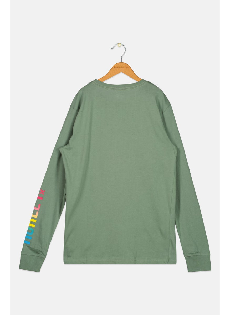Hurley - Kids Boys Brand Logo Long Sleeve T-Shirt, Green - Image 1