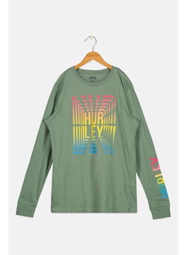 Kids Boys Brand Logo Long Sleeve T-Shirt, Green