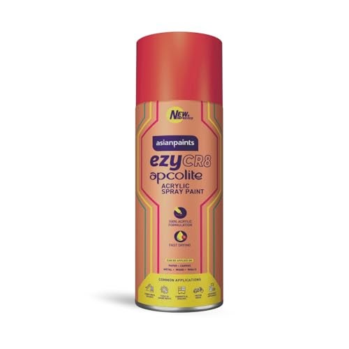 Asian Paints ezyCR8 Apcolite DIY Spray Paint – Signal Red, 400ml, 100% Acrylic | Multi-Surface Use: Metal, Wood & Walls - Image 1