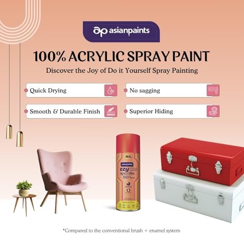 Asian Paints ezyCR8 Apcolite DIY Spray Paint – Signal Red, 400ml, 100% Acrylic | Multi-Surface Use: Metal, Wood & Walls - Image 2