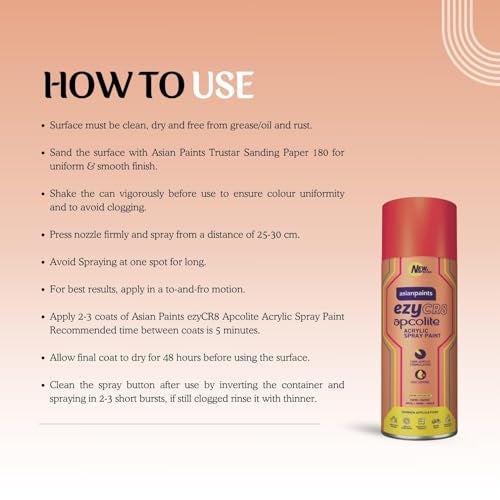 Asian Paints ezyCR8 Apcolite DIY Spray Paint – Signal Red, 400ml, 100% Acrylic | Multi-Surface Use: Metal, Wood & Walls - Image 5