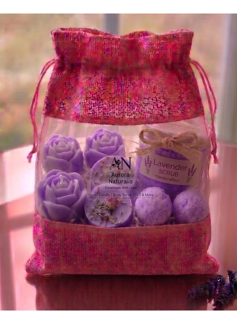 Aurora Spa Bag with Fruits Scent | Handmade Natural Smooth Oils | Pure Glycerin Soap |Lavander Scent | Rejuvenation Soap for Smooth Skin - Image 1