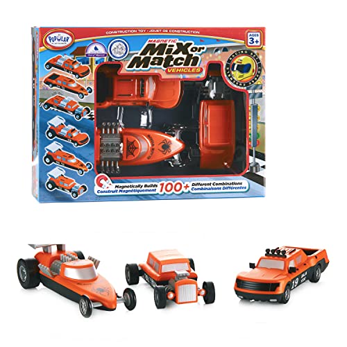 POPULAR PLAYTHINGS Mix or Match Vehicles, Magnetic Toy Play Set, Race Cars - Image 1