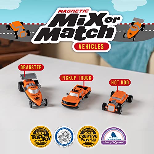 POPULAR PLAYTHINGS Mix or Match Vehicles, Magnetic Toy Play Set, Race Cars - Image 2