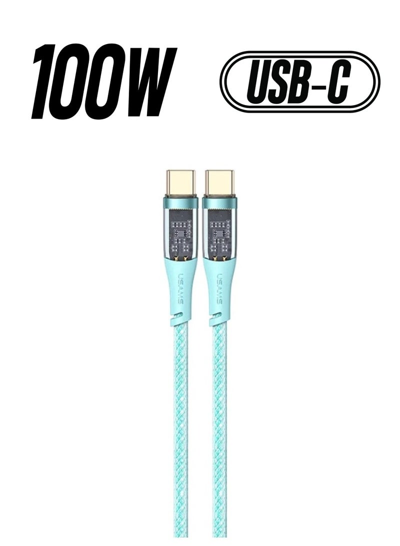 Usams Type-C PD 100W Aluminum alloy Transparent Data Cable - Image 1
