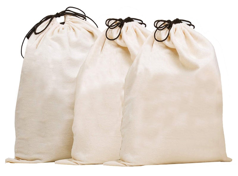 MISSLO Set of 3 Cotton Breathable DustProof Drawstring Storage Pouch Bag Pack 3 XL