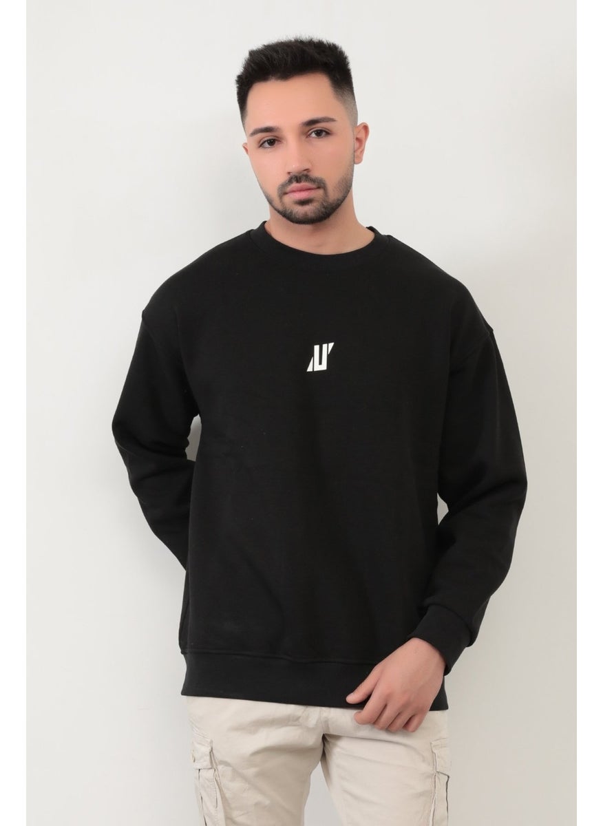 Black Color Men's Oversize U Printed Cotton Blend Sweatshirt - 5255 - pzsku/ZDD1376039D74078C8A01Z/45/_/1730722613/28bdbe3c-bc45-40f7-96b0-151e1ed817a2