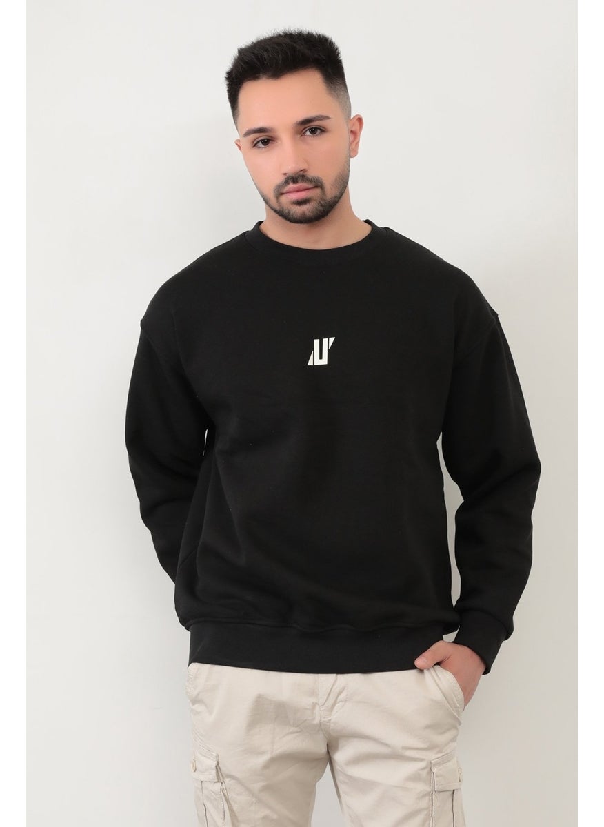 Black Color Men's Oversize U Printed Cotton Blend Sweatshirt - 5255 - pzsku/ZDD1376039D74078C8A01Z/45/_/1730722646/0a11241d-356c-4b1c-9862-57102dddf2ff