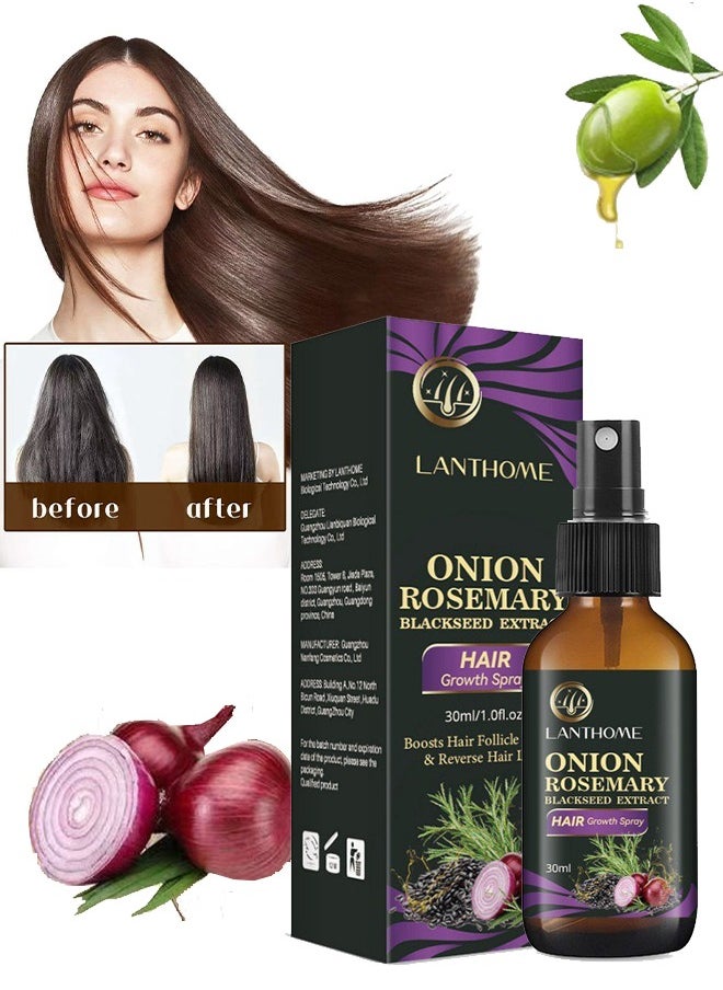 Lanthome Onion Rosemary Blackseed Extract，Hair Growth Spray, Onion Oil for Hair Growth Organic, Rosemary Enriched, Black Seed Oil for Hair Loss Control, Promotes Hair Growth  - Image 1