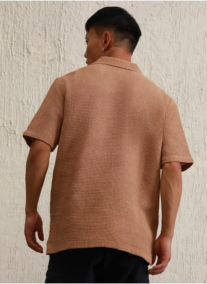 Hubberholme Men Brown T-Shirts - Oversized Fit for Everyday Comfort