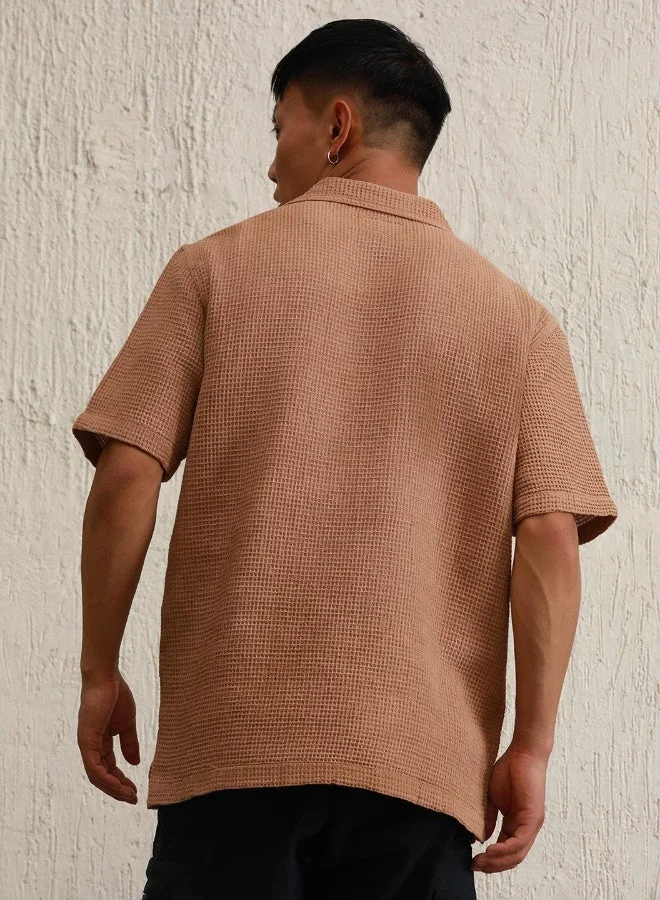 هوبرهولمي تيشيرت رجالي بني بقصة واسعة لراحة يومية