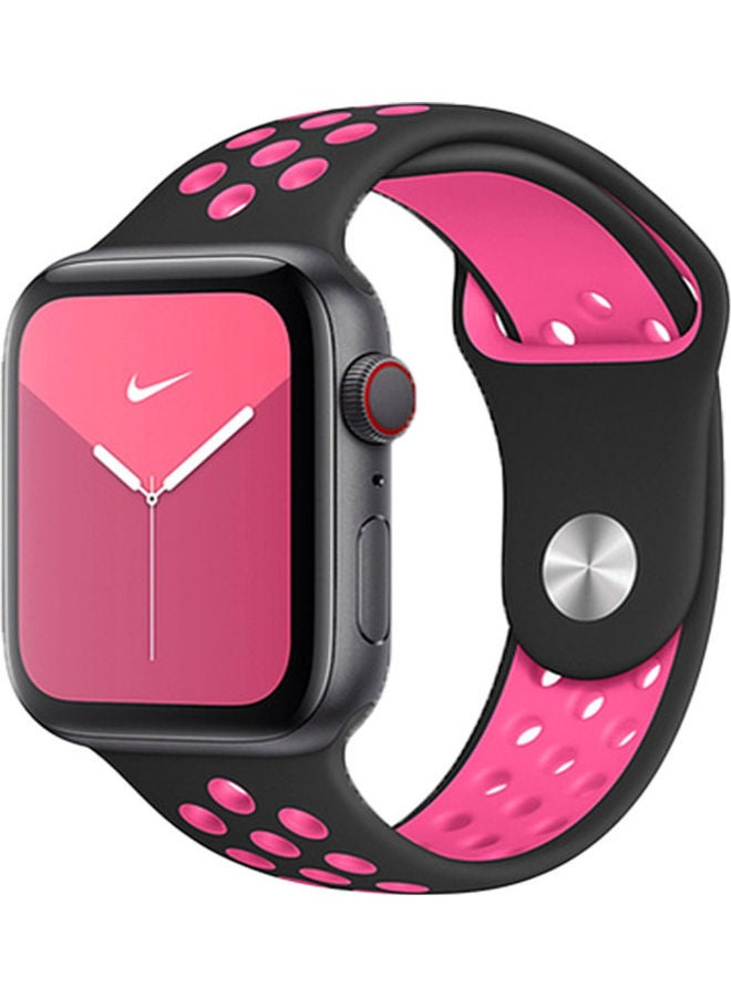 NIBEMINENT Replacement Band For Apple Watch Series 5/4/3 Sport Edition-38mm and 40mm Pink/Black - Image 1