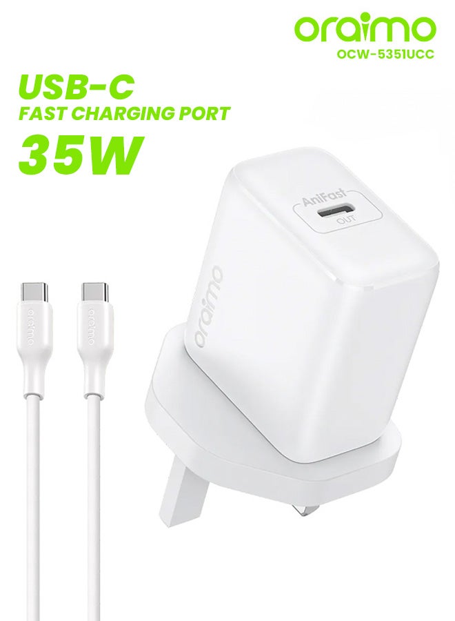 أورايمو شاحن حائط بورت USB-C 35 واط مع كابل - - Image 1