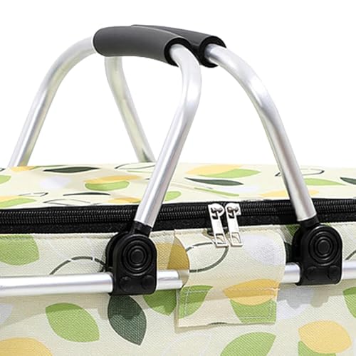 VDHJA Cooler Bag Insulated Folding Picnic Basket Isothermal Lunch Bag Handles Shopping Baskets Cooler Box for Printed Square Aluminium Handle for Travel Bag Hiking Beach Day Trip - Image 5