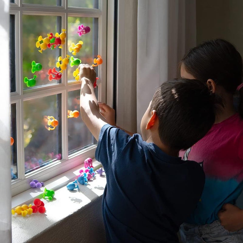 JZS Baby Suction Cup Animal Silicone Building Blocks - Stress Release Sensory Sucker for Shower Bath Game Window - Kid Tub Gift for 3-7 Years Old Boys Girls - Image 5