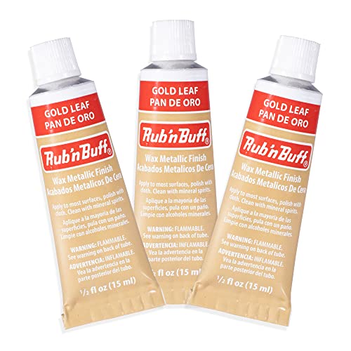 AMACO Rub n Buff Wax Metallic Finish 3 Rub n Buff Gold Leaf 15ml Tubes Versatile Gilding Wax for Finishing Furniture Antiquing and Restoration Rub and Buff Colors Set of Three - Image 1