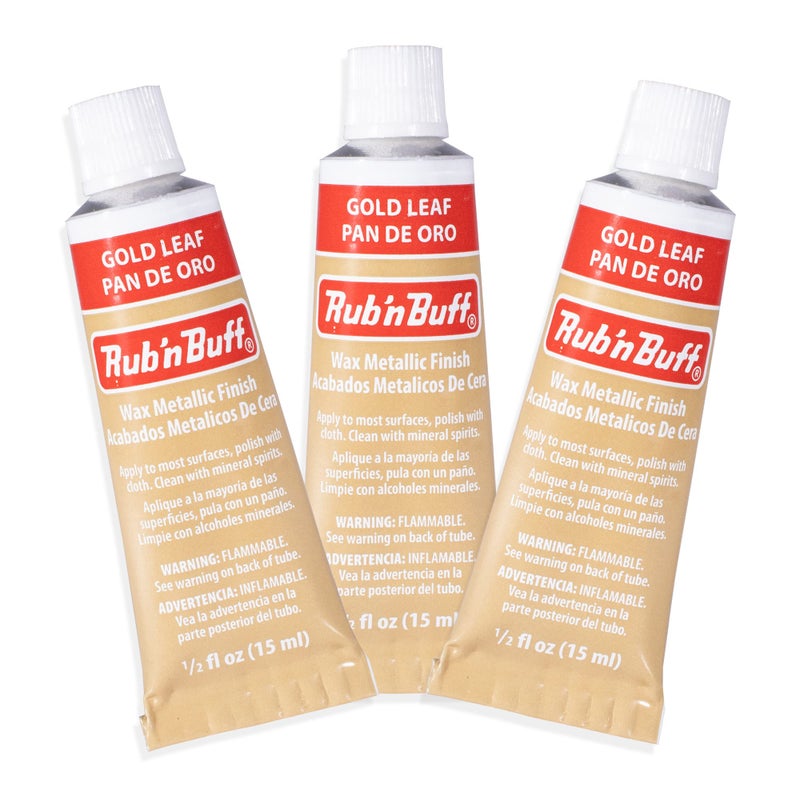 AMACO Rub n Buff Wax Metallic Finish 3 Rub n Buff Gold Leaf 15ml Tubes Versatile Gilding Wax for Finishing Furniture Antiquing and Restoration Rub and Buff Colors Set of Three - Image 3