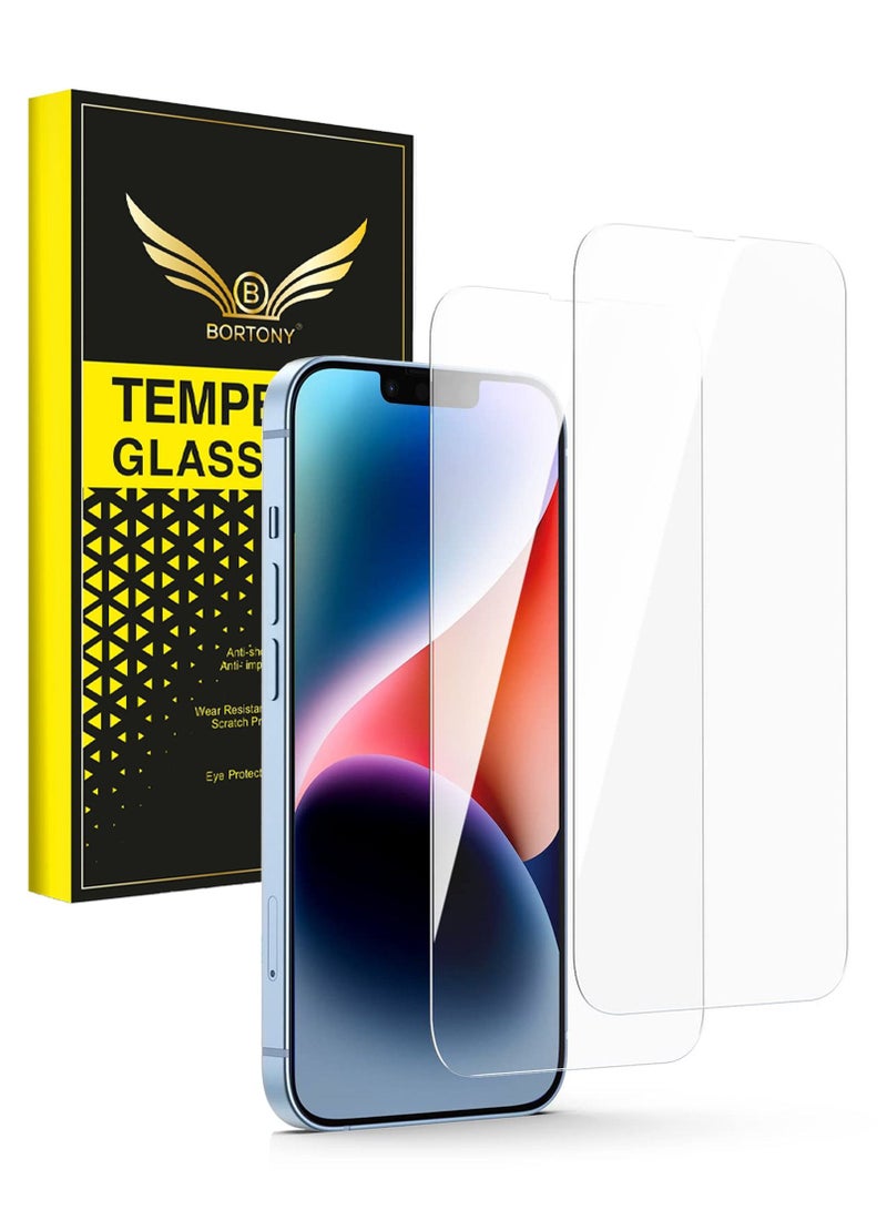 BORTONY Pack of 2 Screen Protector for 14 Plus/13 Pro Max (6.7 inch) Premium HD Clear Tempered Glass Anti-Scratch Anti-Fingerprints Bubble-Free Ultra Resistant Compatible with Apple iPhone 14 Plus/13 Pro Max - Image 1