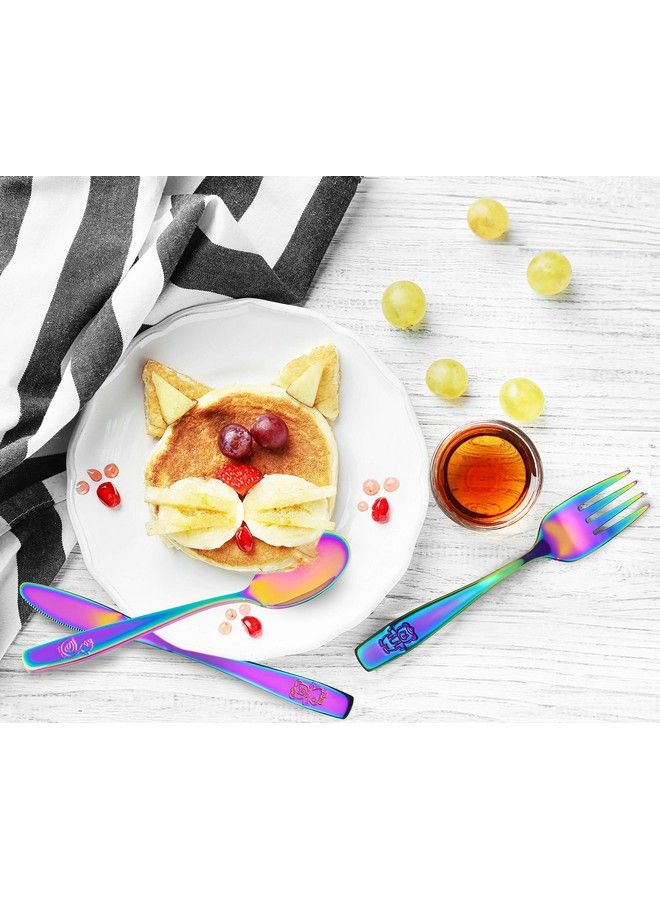 GlossyEnd 9 Piece Stainless Steel Rainbow Kids Cutlery Child And Toddler Safe Flatware Kids Silverware Kids Utensil Set Includes 3 Knives 3 Forks 3 Spoons Total Of 3 Settings Ideal For Home And Preschool - Image 5