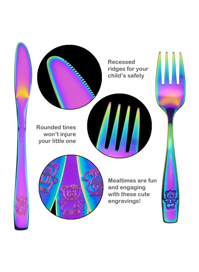 GlossyEnd 9 Piece Stainless Steel Rainbow Kids Cutlery Child And Toddler Safe Flatware Kids Silverware Kids Utensil Set Includes 3 Knives 3 Forks 3 Spoons Total Of 3 Settings Ideal For Home And Preschool - Image 3