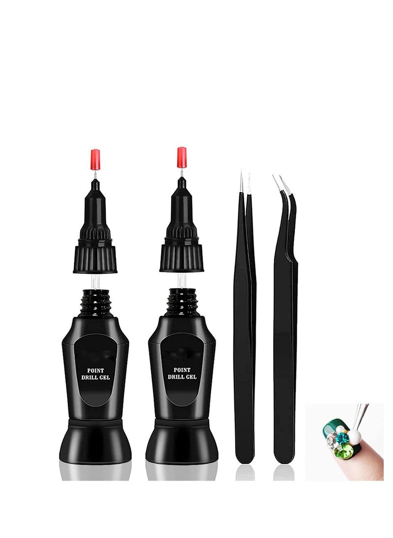 SYOSI Nail Rhinestone Glue, Glue Gel for Nail Gem, LED Light Cure Glue, Jewelry Diamond Manicure Decoration Gel, NO Wipe Nail Glue for Beads Stickers Stones Crystals Diamond Nails DIY Tools with 2 Tweezers  - Image 1