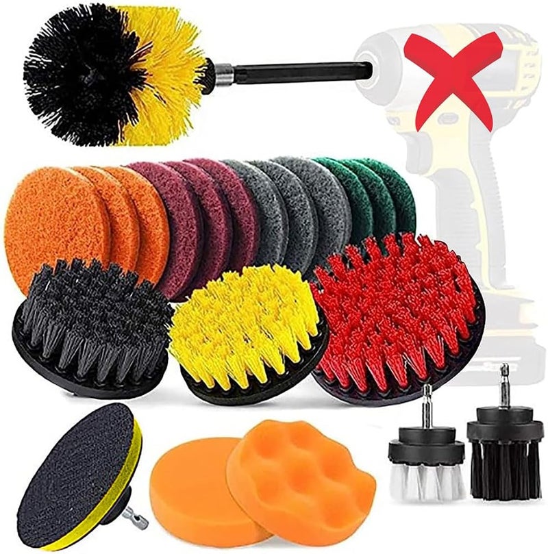 Cestbella Drill Brush Attachments Set 22 Pack, Scrub Pads & Sponge - Image 1