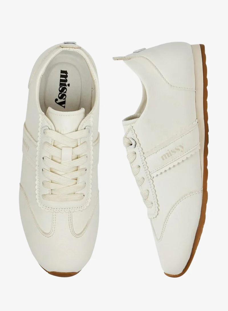 Missy Scallop Trim Lace-Up Ankle School Sneakers
