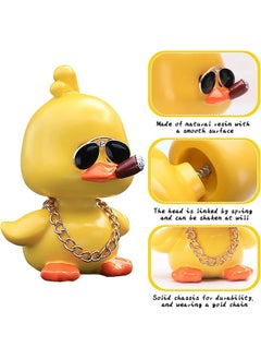 wonuu Cute Yellow Duck Car Ornaments Cool Duck Car Dashboard Decorations Shaking Head Doll  - Image 3
