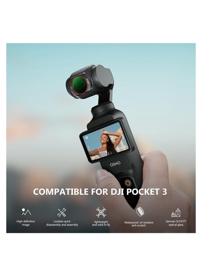 Captaintech ND Filters Set for DJI Osmo Pocket 3 Creator Combo Accessories 6 Pack CPL,ND 8,ND 16,ND 32,ND 64,ND256 Magnetic Aluminum Version - Image 2