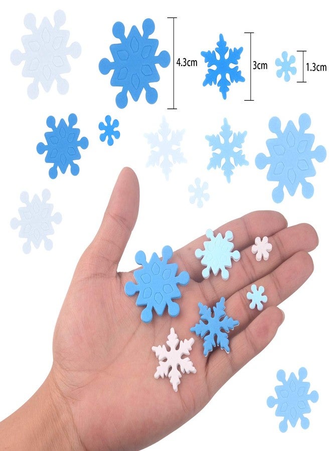 Coopay 600 Pieces Mini Foam Snowflake Stickers Self-Adhesive Snowflake Stickers Decals for Christmas Decoration, DIY Craft Projects, Assorted Color and Sizes - Image 3