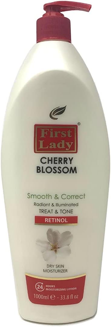 First Lady Cherry Blossom Retinol Moisturizing Hand Body Lotion 1000ml Tired Aged Dry Skin Pigmentation