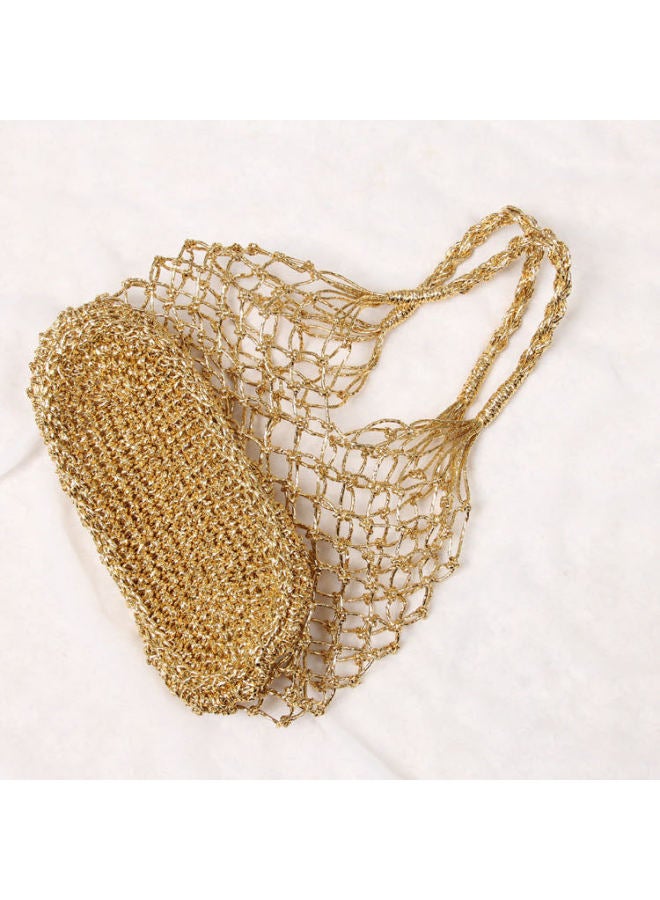 Ins Super Fire Bag Fishing Net Woven Mesh Bag Hollow Straw Bag Women's Fashionable Gold Line Holiday Beach Bag-Color:Silver Wire Without Lining  - Image 4