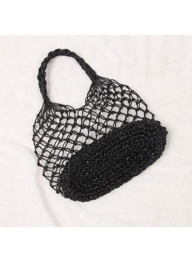 Ins Super Fire Bag Fishing Net Woven Mesh Bag Hollow Straw Bag Women's Fashionable Gold Line Holiday Beach Bag-Color:Silver Wire Without Lining  - Image 3