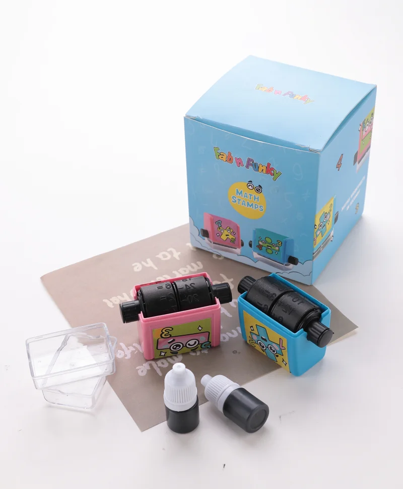 فاب اند فانكي Fab N Funky Math Roller Stamp, Division and Subtraction Problems Tool for Kids, Quick-Dry Ink, Fun Preschool Educational, 3 Years+ - 6 Pieces